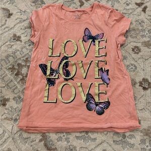 Peach Kids Shirt with Butterfly Design